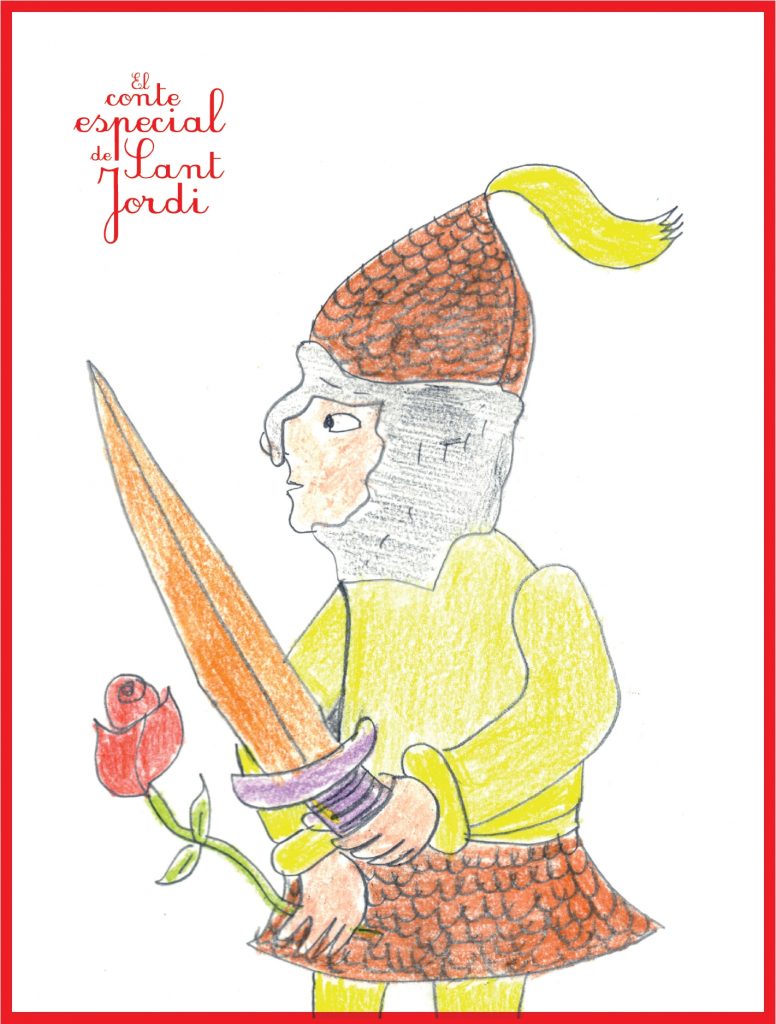 Pòster que acompanya el llibre 'El conte especial de Sant Jordi'. Dibuix de David G.