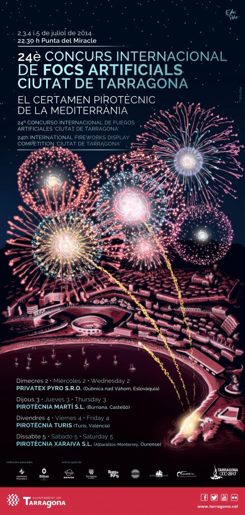 Cartell del 24è Concurs Internacional de Focs Artificials Ciutat de Tarragona, obra d'Edu Polo