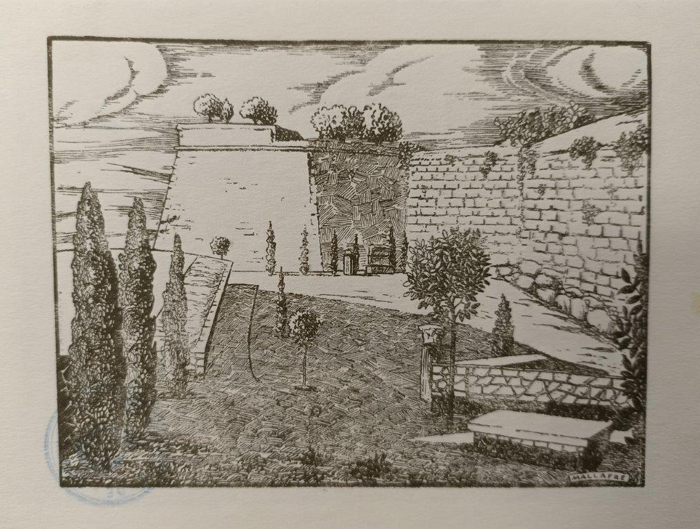 Dibuix de Mallafrè per l’opuscle Muralles de Tarragona. Antoni Rovira i Virgili, 1933. BHMT