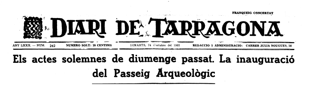Portada del Diari de Tarragona del 24 d’octubre de 1933. BHMT