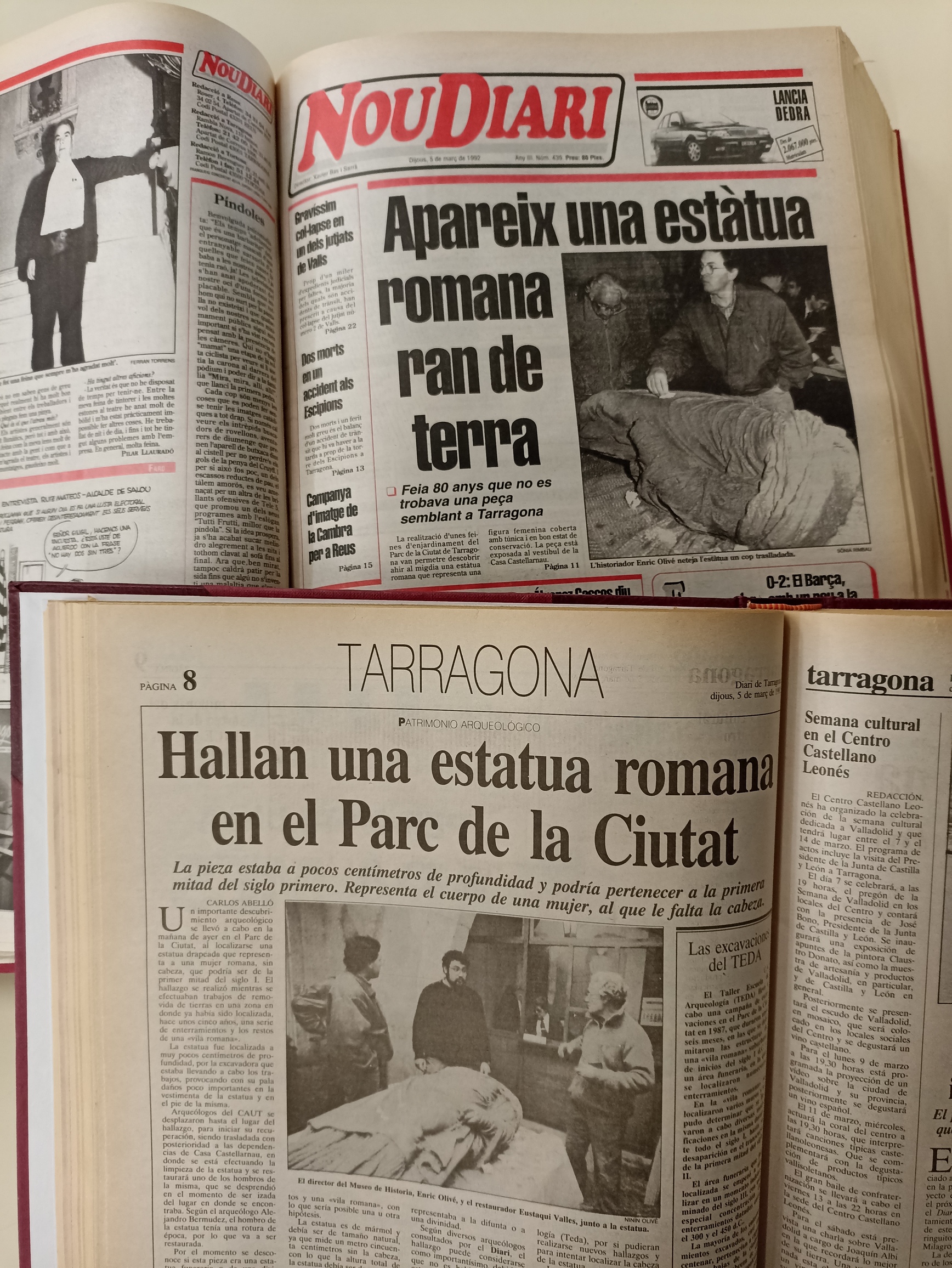 Portada Diari de Tarragona i Nou Diari 5 de març de 1992